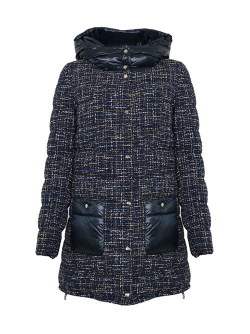 Parka 3/4 in tweed e nylon ultralight Blu/Cammello Herno | PI002136D 127539221